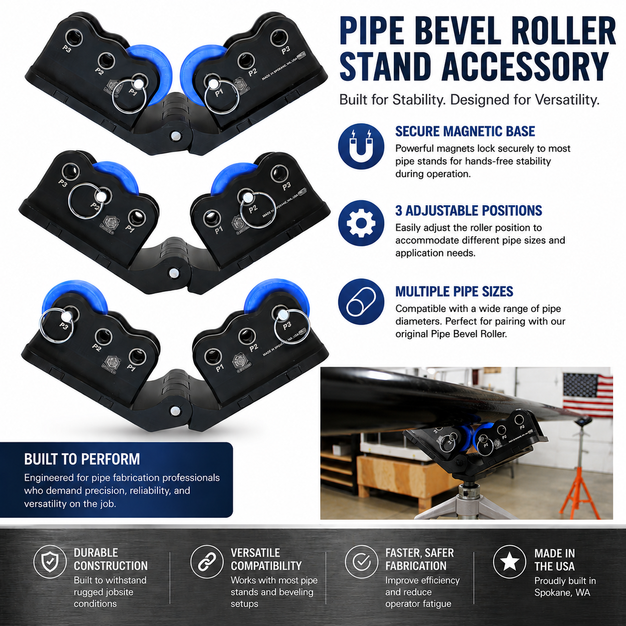 V-Head Bevel Roller Accessory for Pipe Stands | HexPro3D