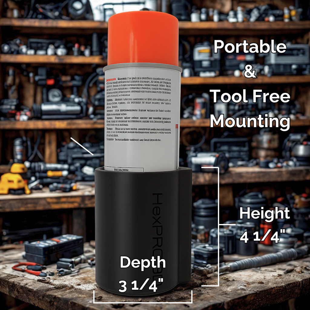 Magnetic Spray Can Holder for Spray Paint, Soda Cans, and Bottles, Fits Tall & Short Cans. Great for Truckbeds, Workbench or Heavy-Equipment