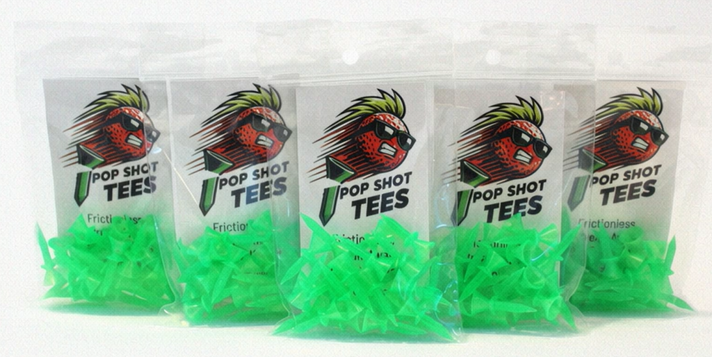 5-Pack Pop Shot Tees - Par 3 Golf Tees, Frictionless, Breakaway Performance Tees