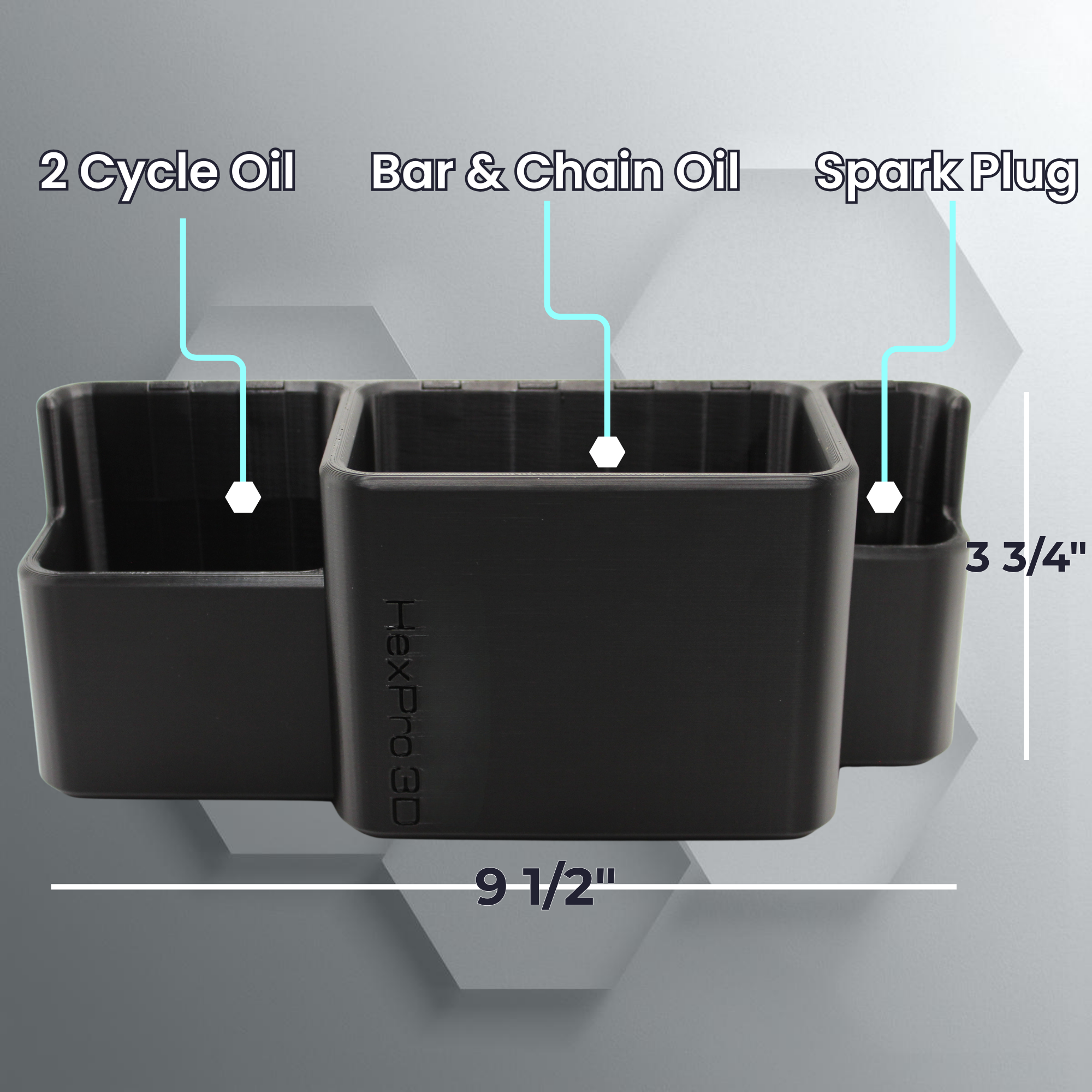 HexPro3D DieselDock - The Arborist Kit, Magnetic Holder for Bar & Chain Oil, 2 Cycle Engine Oil and Spark Plug