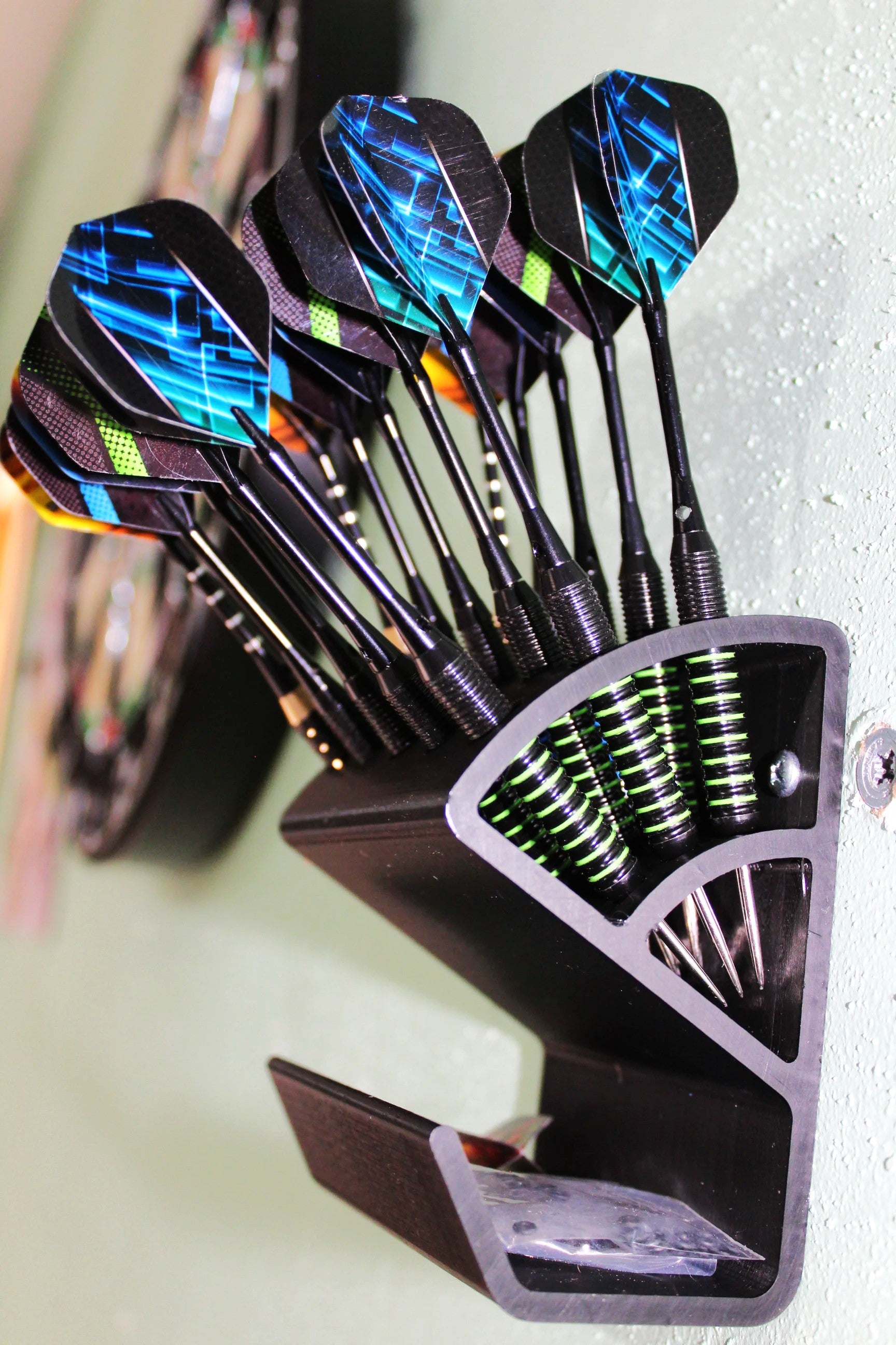 3D Printed 5-Set Dart Wall Holder with Shelf for Accessories: Keep Your Darts Clean and Organized