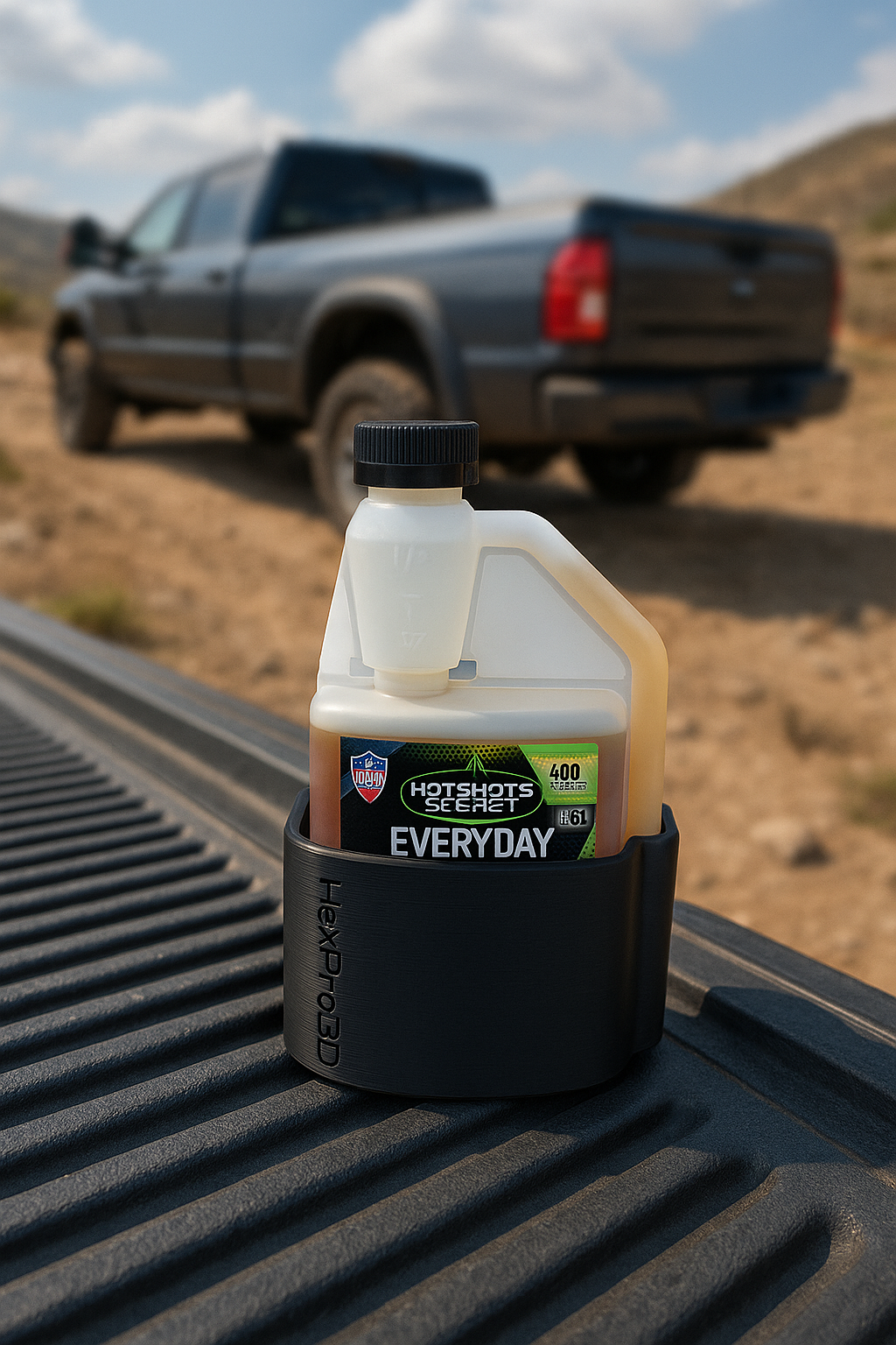 HexPro3D DieselDock – Magnetic Holder for Diesel Fuel Additives (Compatible with Hot Shots EDT 16oz Bottles) *Recently Improved*