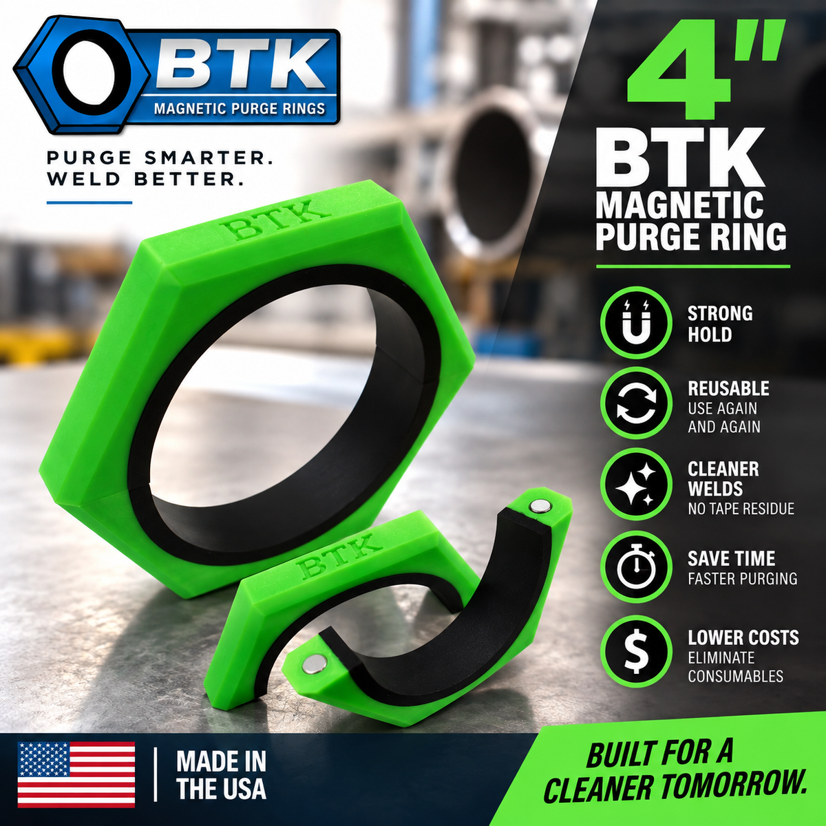 BTK Magnetic Purge Rings – 4” Purge Ring (Green)