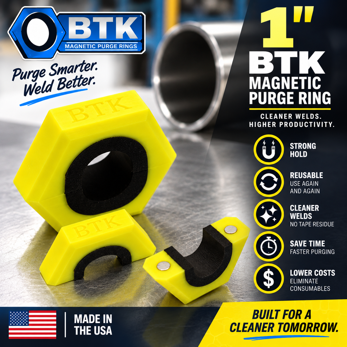 BTK Magnetic Purge Rings – 1” Purge Ring (Yellow)