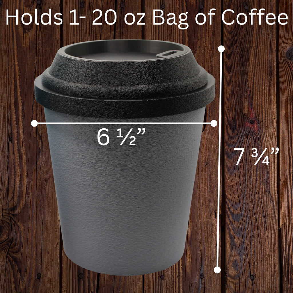 Large Coffee Storage Container – To-Go Cup Style Canister – 20oz Coffee Bag Holder – Kitchen Coffee Decor – Unique Coffee Lover Gift