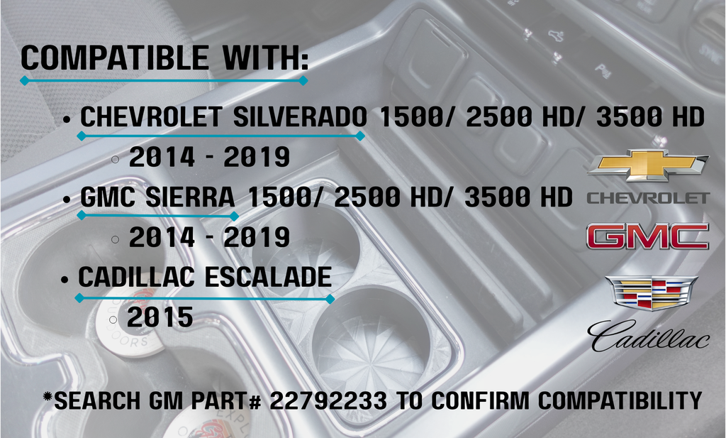 Front Center Console Cup Holder Insert for Large Water Bottles – Fits 2014-2019 Chevy Silverado & GMC Sierra, 2015 Cadillac Escalade, Free Accessory Included