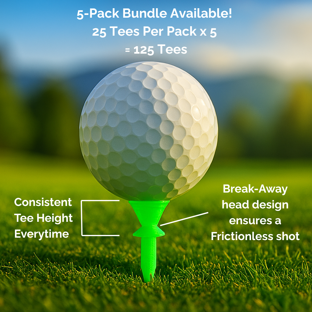 5-Pack Pop Shot Tees - Par 3 Golf Tees, Frictionless, Breakaway Performance Tees