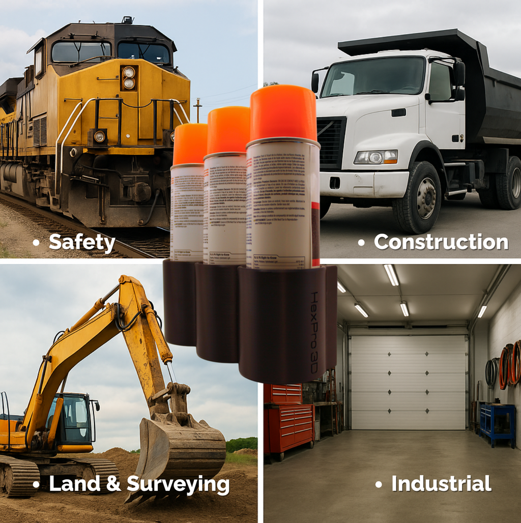 HexPro3D Triple Magnetic Can Holder – 3-Can Organizer for Spray Paint or Bottles, Use with Work Trucks, Job Sites or Garages– Made in USA