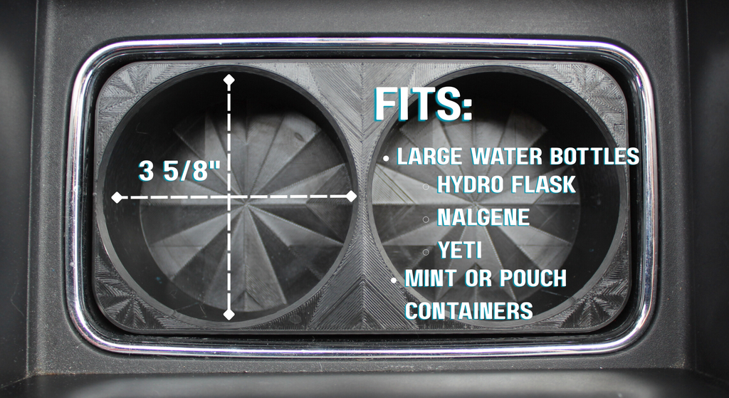 Front Center Console Cup Holder Insert for Large Water Bottles – Fits 2014-2019 Chevy Silverado & GMC Sierra, 2015 Cadillac Escalade, Free Accessory Included