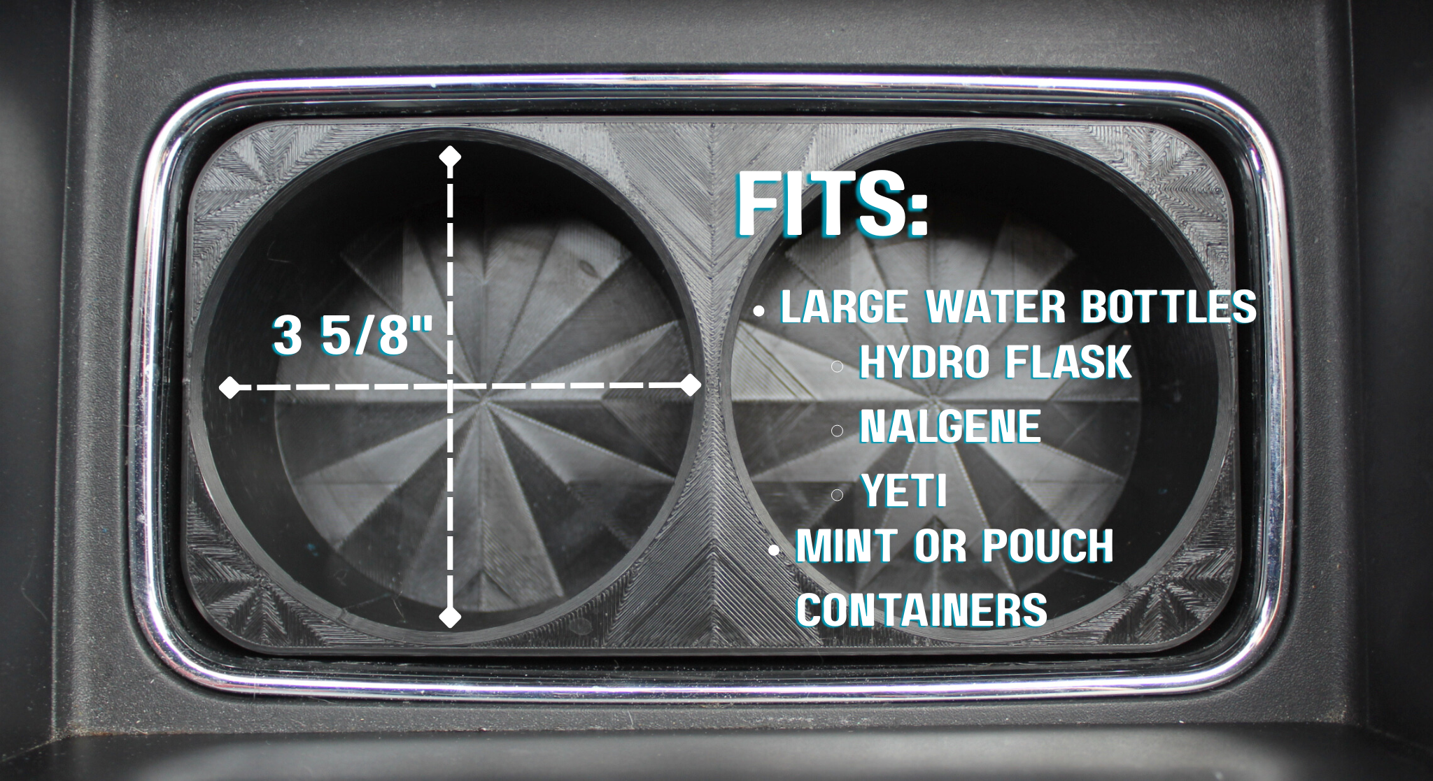 Front Center Console Cup Holder Insert for Large Water Bottles – Fits 2014-2019 Chevy Silverado & GMC Sierra, 2015 Cadillac Escalade, Free Accessory Included