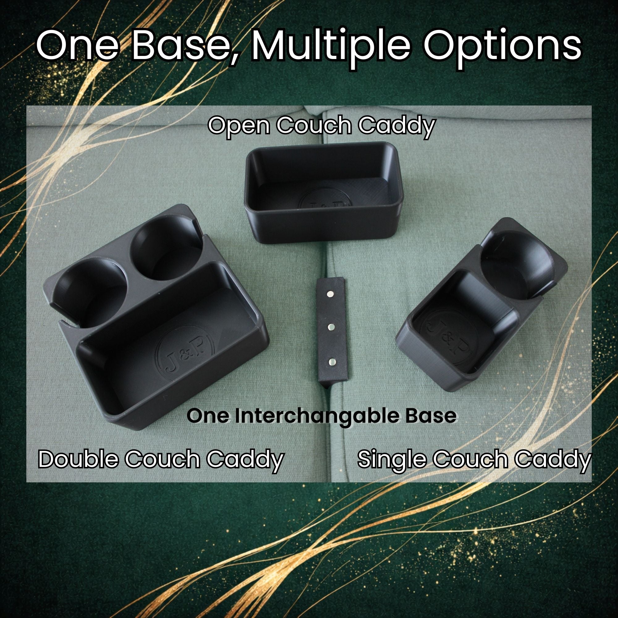 J&P Home Goods Magnetic Couch Organizer-Large Open Sofa Caddy w/ Magnetic Cushion Base, Snacks, Chips, Game Controllers. Works on Couch Ends