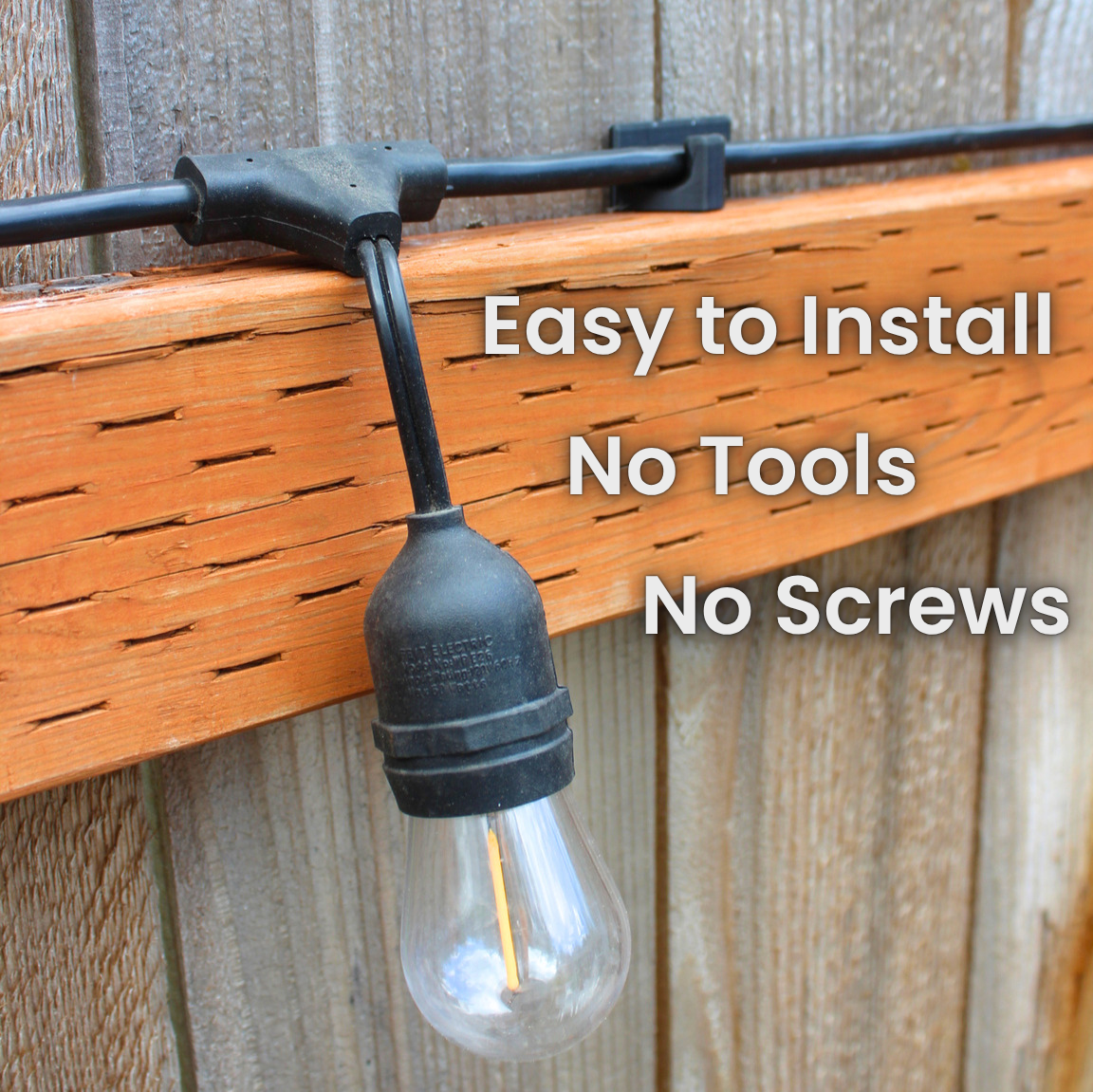 Patio Light Clips for Wood Fence — 25 Pack | No Tools, No Screws, No Adhesive