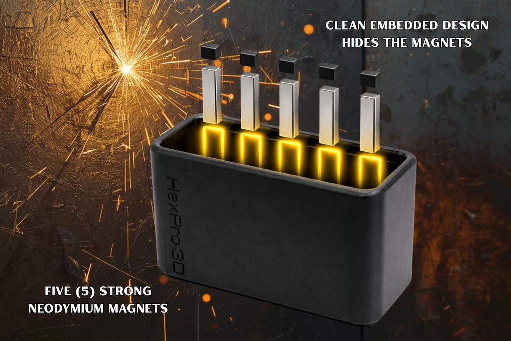 HexPro3D DieselDock Magnetic Motor Oil Bottle Holder – 1 Quart Oil Storage for Truck Beds, Toolboxes & Shops, Fits Most Brands