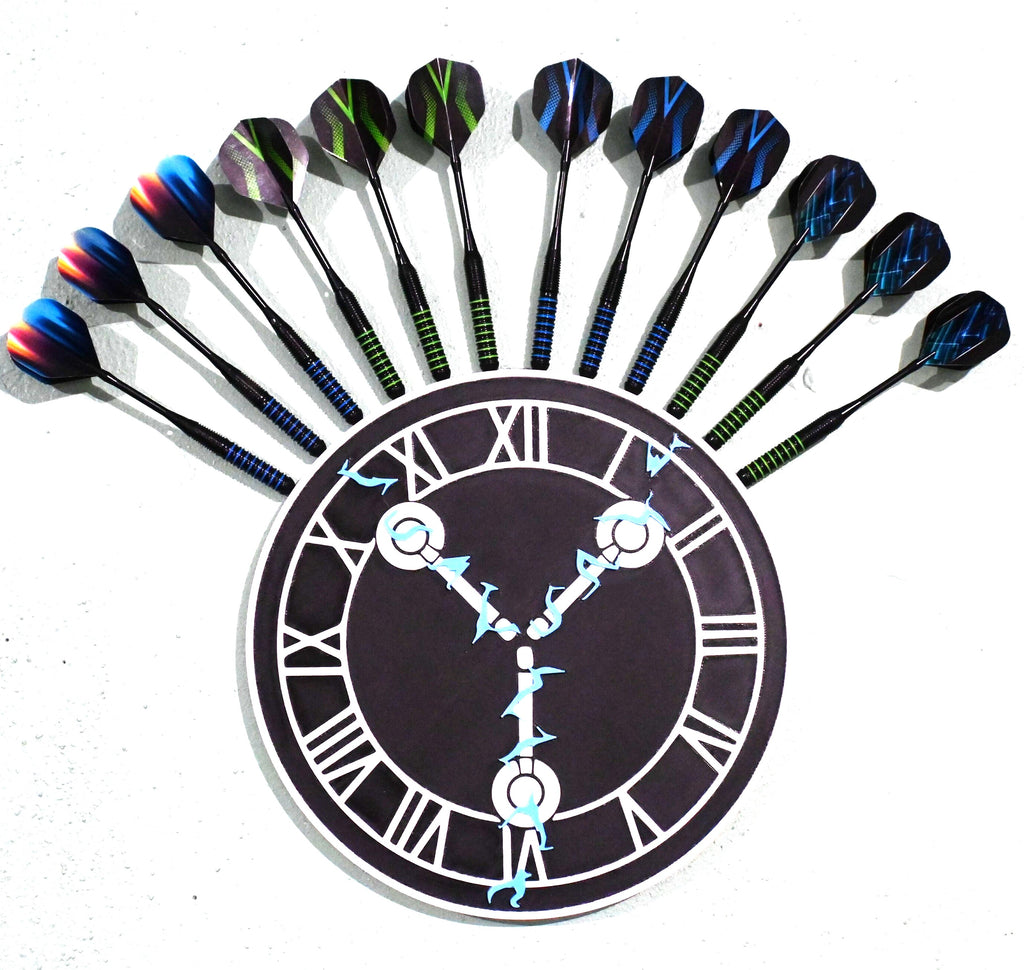 Back to the Future Flux Capacitor Clock Dart Holder - 3d Printed, Holds 4 Sets of Darts - Time-Travel in Style