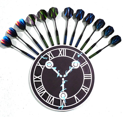 Back to the Future Flux Capacitor Clock Dart Holder - 3d Printed, Holds 4 Sets of Darts - Time-Travel in Style