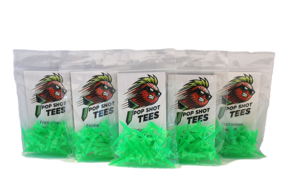 5-Pack Pop Shot Tees - Par 3 Golf Tees, Frictionless, Breakaway Performance Tees