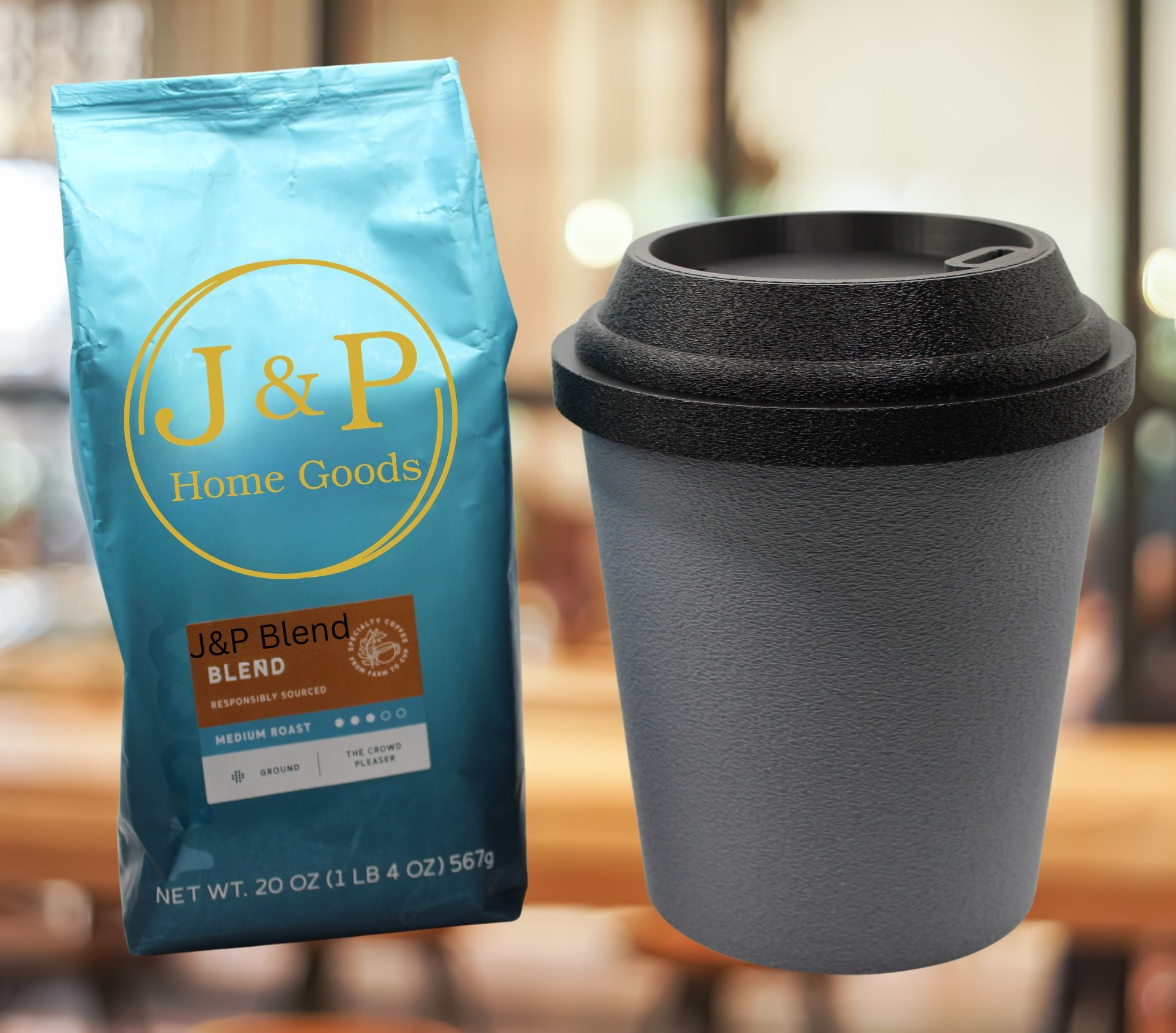 Large Coffee Storage Container – To-Go Cup Style Canister – 20oz Coffee Bag Holder – Kitchen Coffee Decor – Unique Coffee Lover Gift
