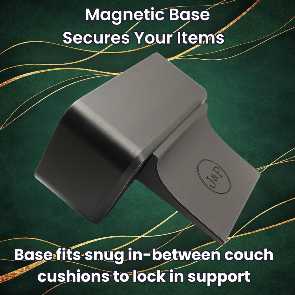 J&P Home Goods Magnetic Couch Organizer-Large Open Sofa Caddy w/ Magnetic Cushion Base, Snacks, Chips, Game Controllers. Works on Couch Ends