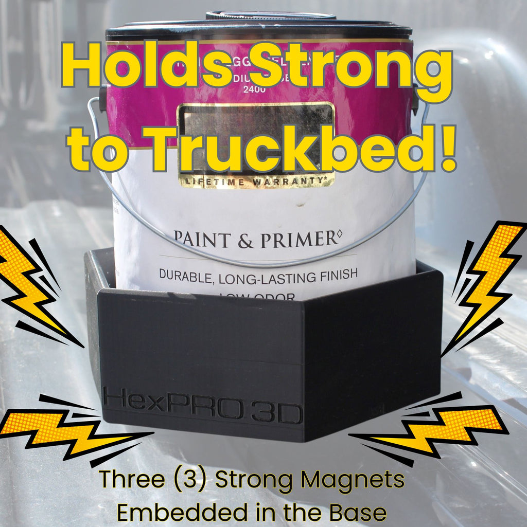 BedDock Magnetic Truck Bed Holder for 1 Gallon Cans – Spill-Proof Paint & Solvent Organizer with Modular Hex Design
