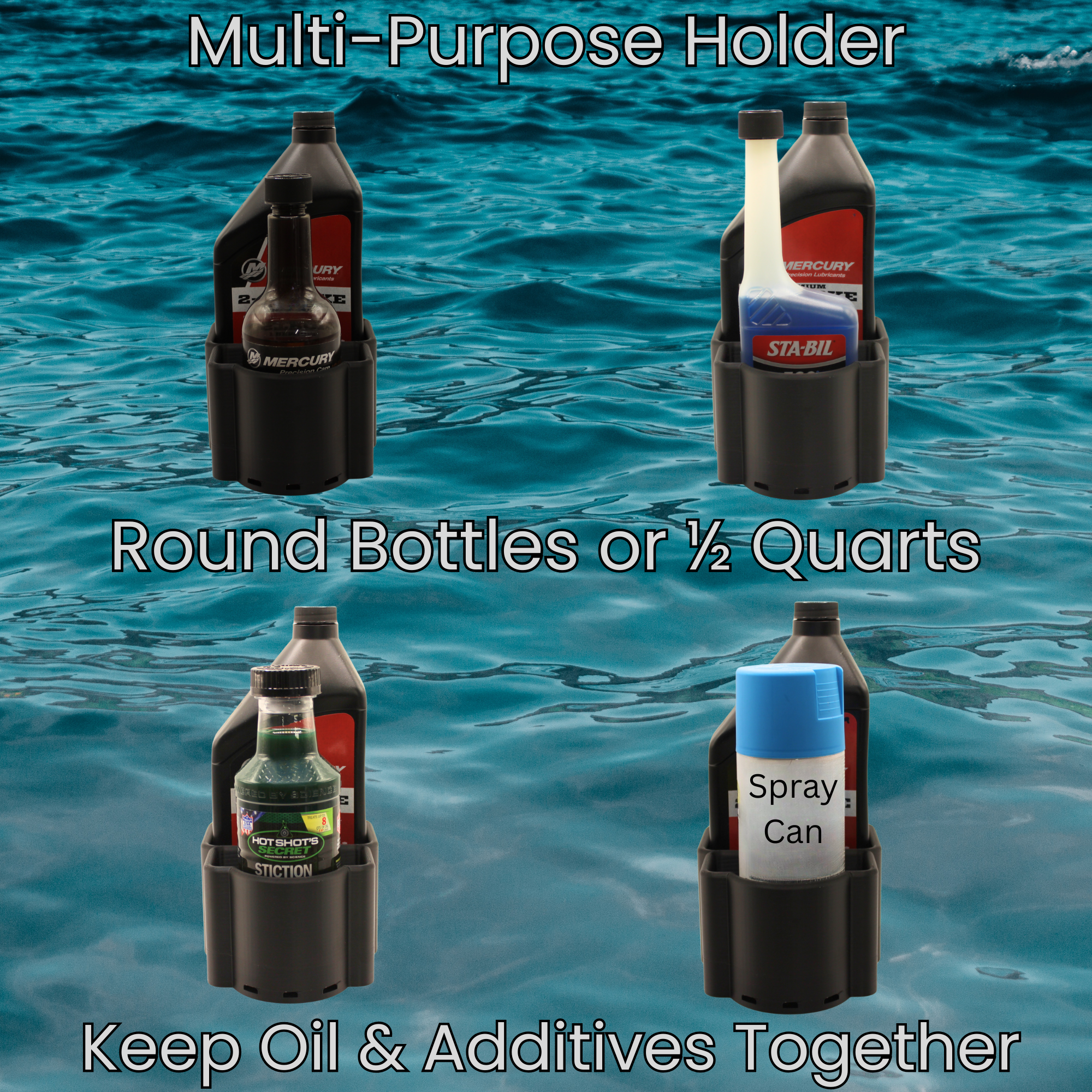 HexPro3D MarineDock – Dual Fluid Storage Dock for Boats Holds 1 Qt Oil + Additive