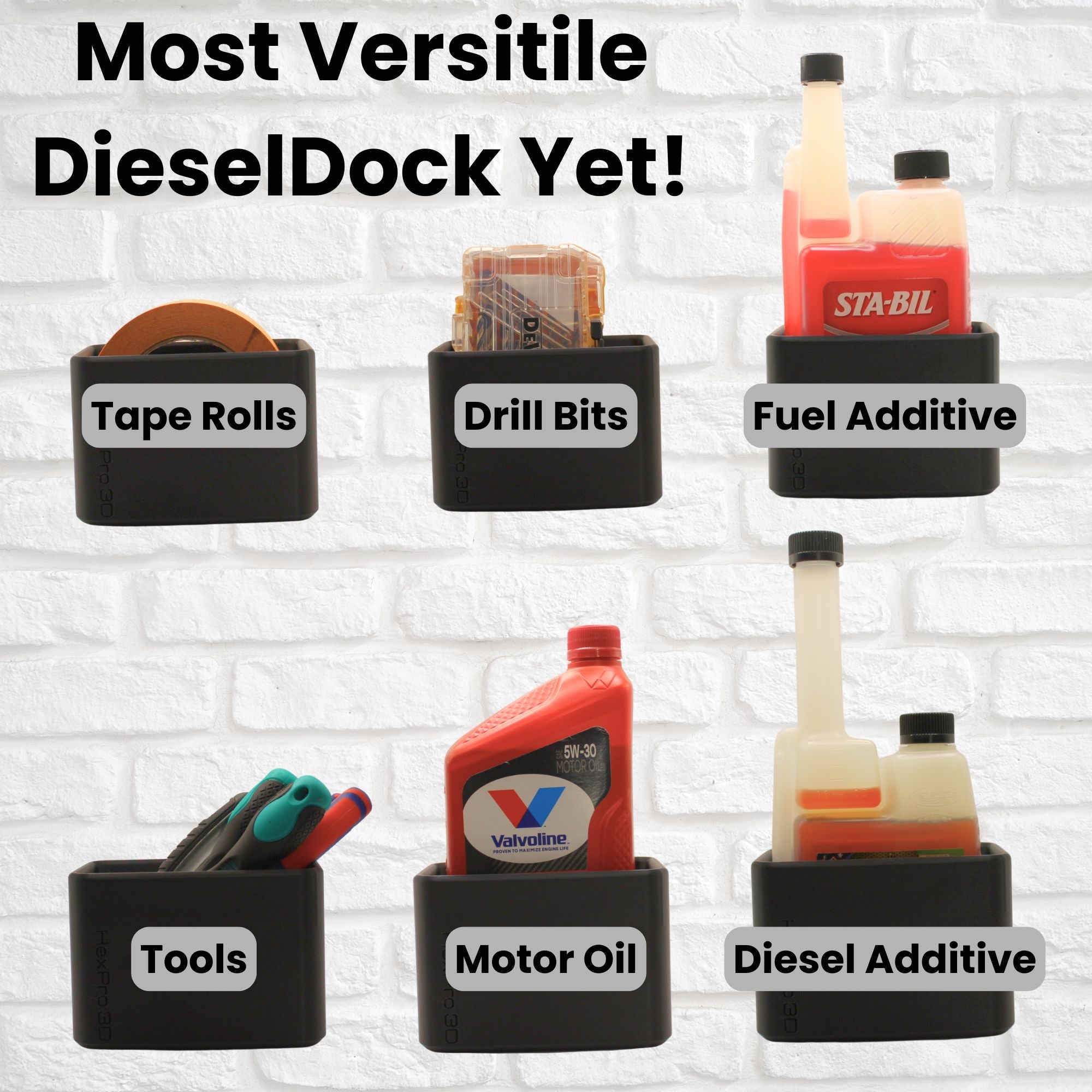 HexPro3D Generic DieselDock Magnetic Holder – Universal Tool, Fluid & Gear Organizer with Embedded Neodymium Magnets (10lb Hold) – Perfect for Trucks, Garages, Worksites & Shops