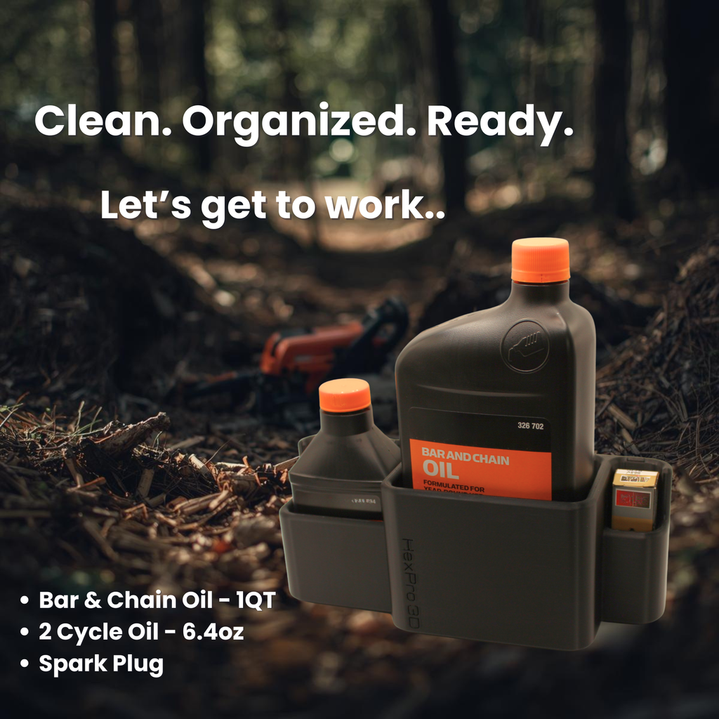 HexPro3D DieselDock - The Arborist Kit, Magnetic Holder for Bar & Chain Oil, 2 Cycle Engine Oil and Spark Plug