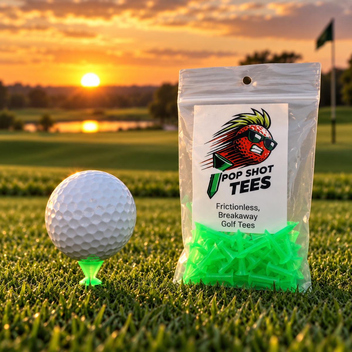 5-Pack Pop Shot Tees - Par 3 Golf Tees, Frictionless, Breakaway Performance Tees