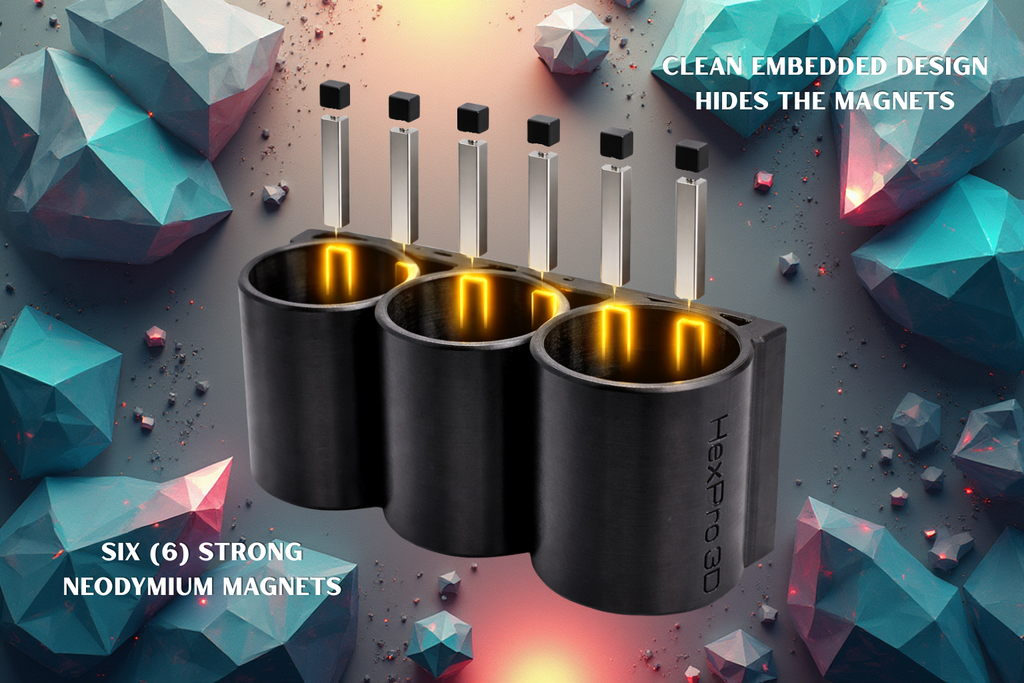 HexPro3D Triple Magnetic Can Holder – 3-Can Organizer for Spray Paint or Bottles, Use with Work Trucks, Job Sites or Garages– Made in USA