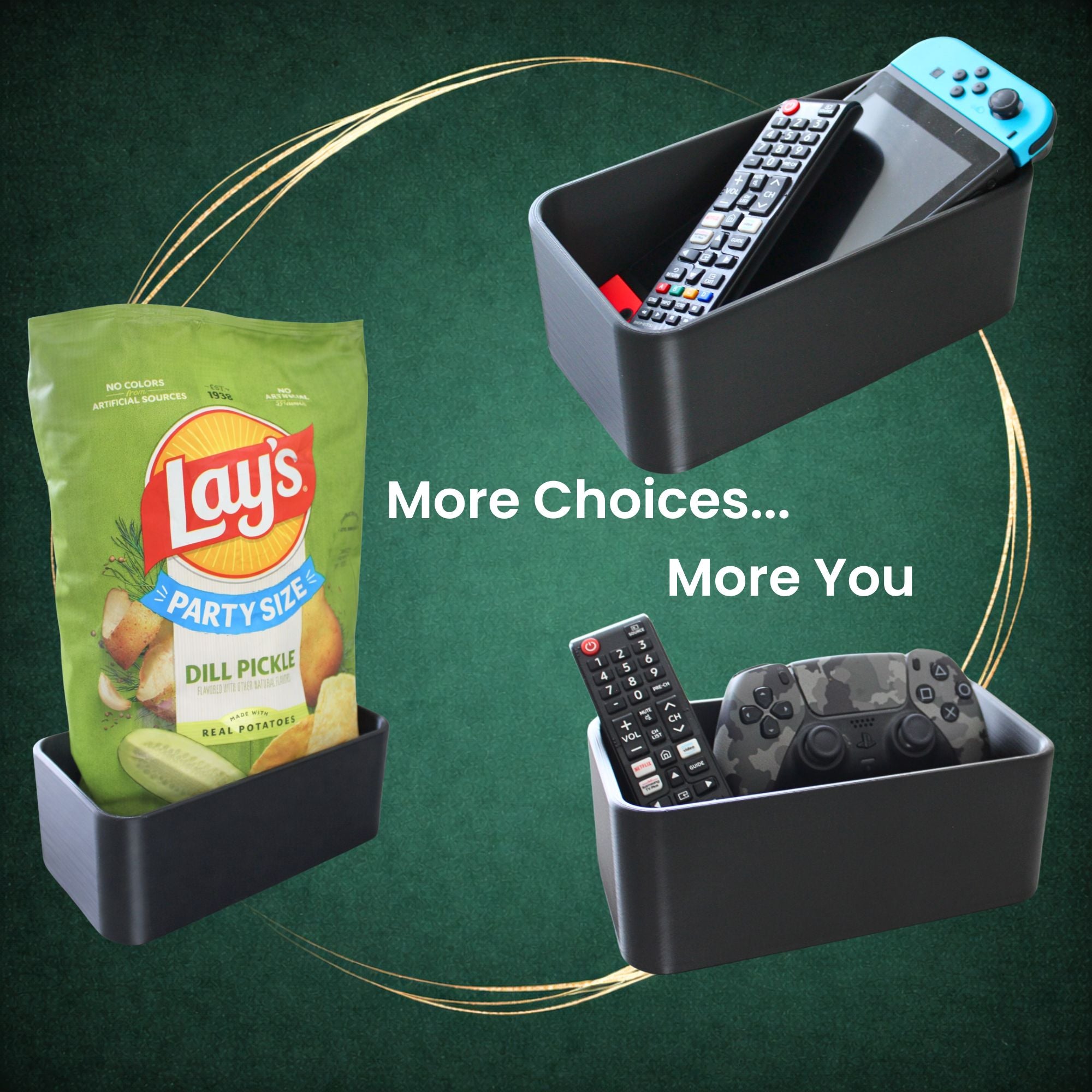 J&P Home Goods Magnetic Couch Organizer-Large Open Sofa Caddy w/ Magnetic Cushion Base, Snacks, Chips, Game Controllers. Works on Couch Ends