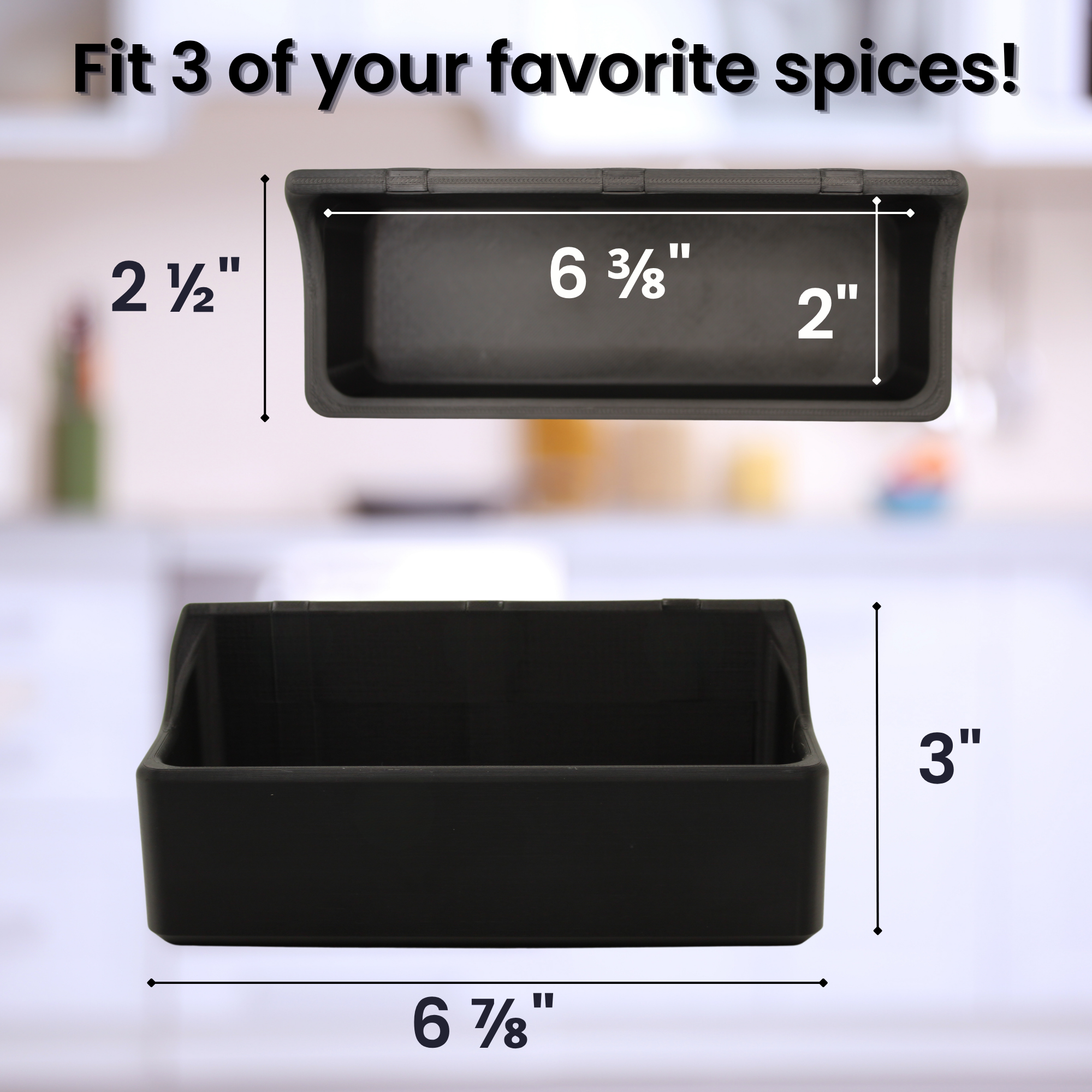 Magnetic Spice Rack for Refrigerator – 3 Bottle Storage Organizer, Strong Magnet Kitchen Shelf for Fridge, Holds Spices, Packets, Straws & Drink Mixes – Space Saving Organizer