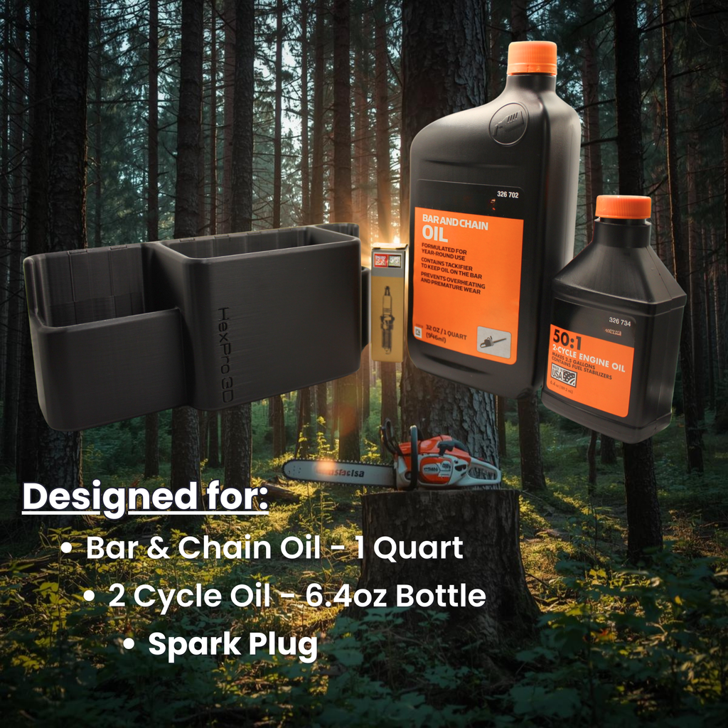 HexPro3D DieselDock - The Arborist Kit, Magnetic Holder for Bar & Chain Oil, 2 Cycle Engine Oil and Spark Plug