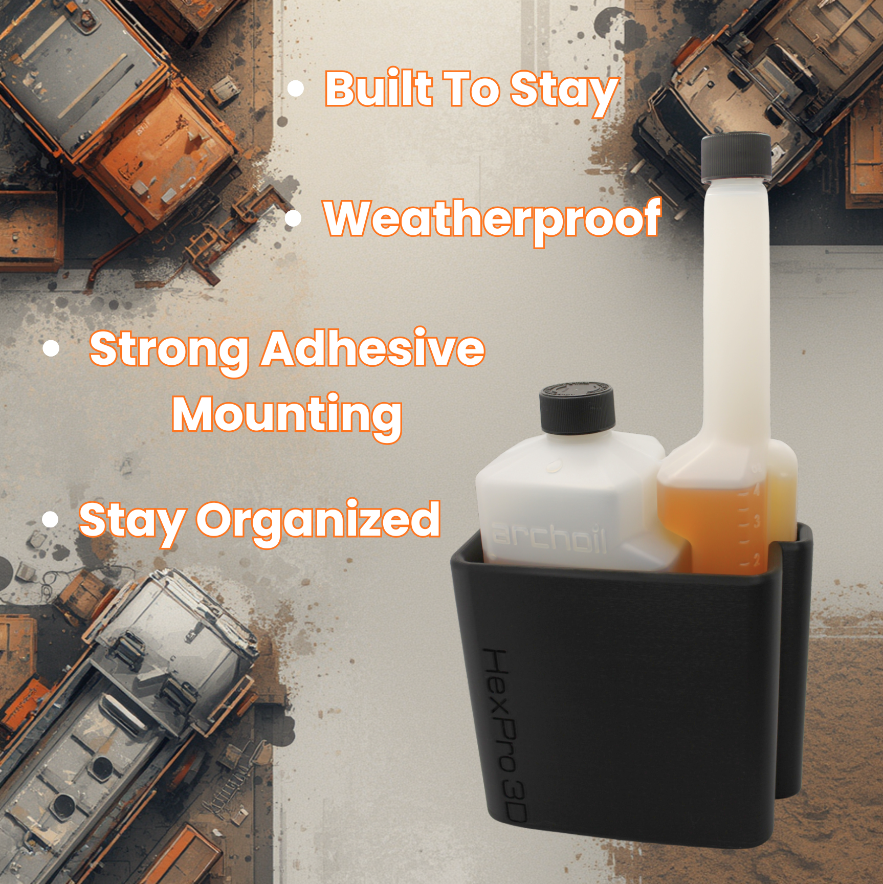 HexPro3D DieselDock™ for Archoil AR6500 40oz | Non-Magnetic Diesel Additive Bottle Holder for Aluminum Truck Beds & Toolboxes