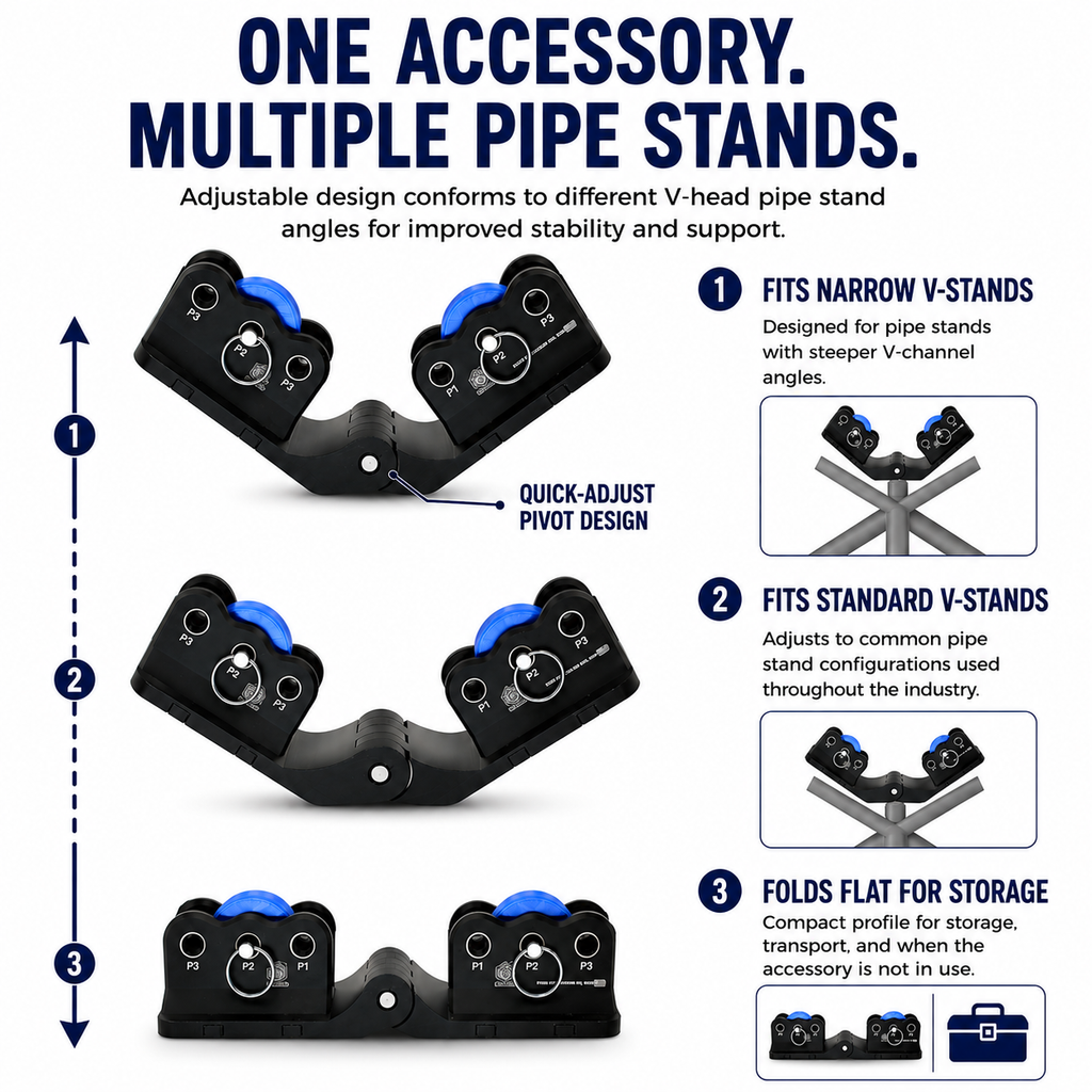 V-Head Bevel Roller Accessory for Pipe Stands | HexPro3D