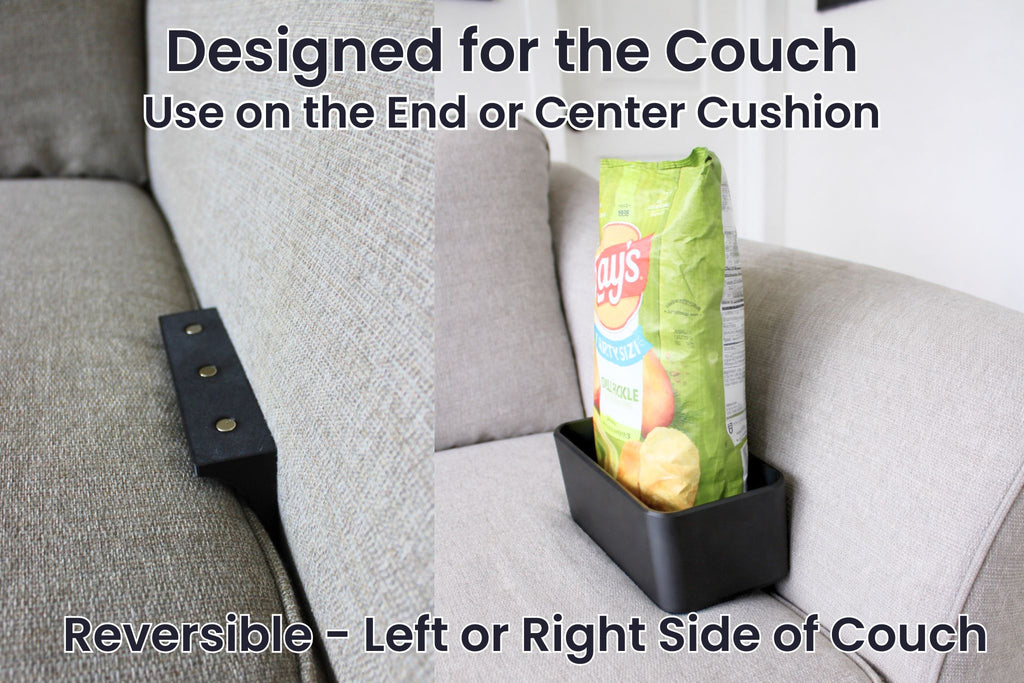 J&P Home Goods Magnetic Couch Organizer-Large Open Sofa Caddy w/ Magnetic Cushion Base, Snacks, Chips, Game Controllers. Works on Couch Ends