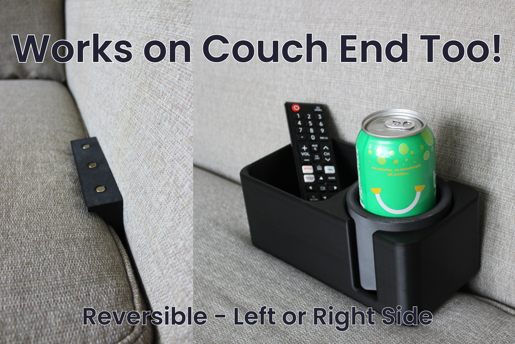 J&P Home Goods Magnetic Single Couch Cup Holder & Sofa Organizer – No Spill Couch Caddy with Cushion Insert Base – Fits Large Water Bottles & Mugs – Includes Free Swivel Phone & Can Holder