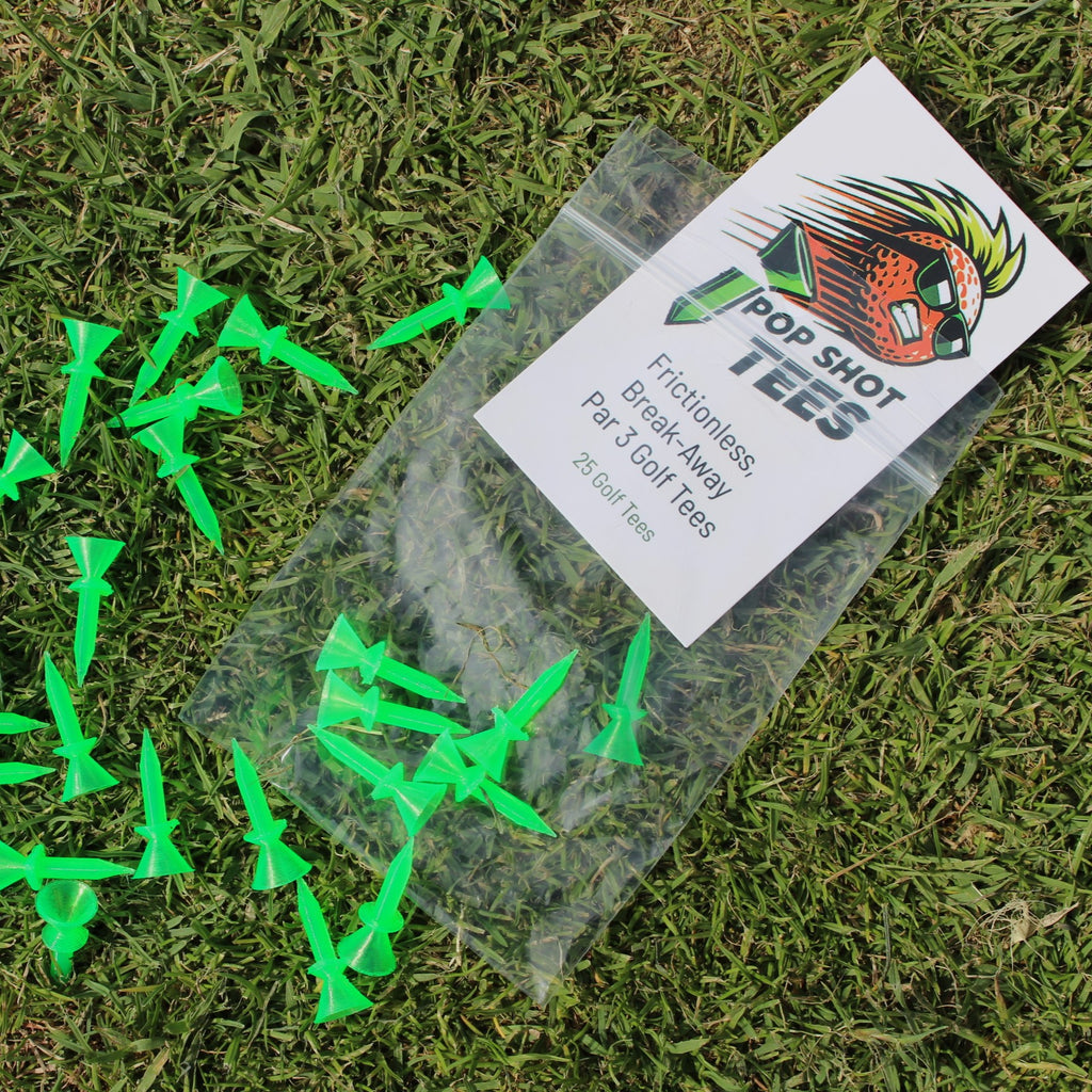 5-Pack Pop Shot Tees - Par 3 Golf Tees, Frictionless, Breakaway Performance Tees